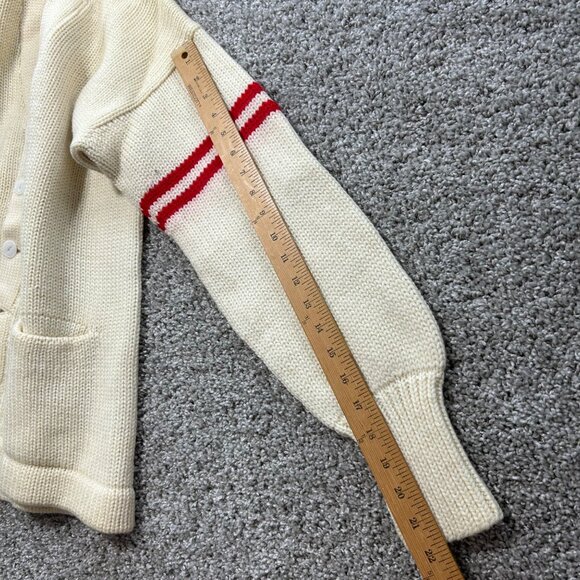 Knitting Masters Vintage 1950s Princeton Wool Cardigan Sweater W/ Red Stripes - Picture 5 of 7